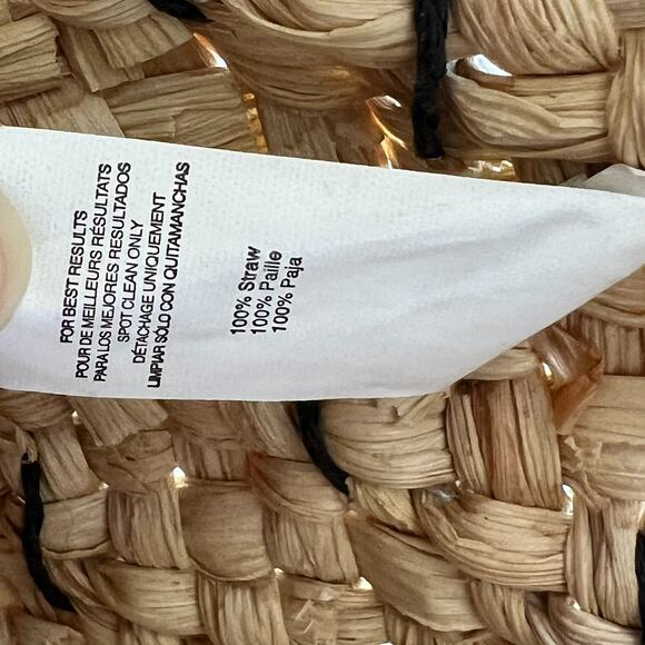 ROXY Straw Oversize Tote Bag With Double Handles Tie Closure - Picture 7 of 14